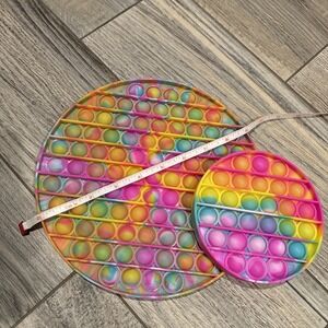 Large & Small Rainbow Circle Pop It Fidget Toy Push Bubble Sensory Toy Set‎ of 2